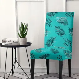 Aura Set Of 6 Blue & Black Printed Chair Covers-10