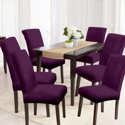 Cortina Set Of 6 Purple Solid Chair Covers-6