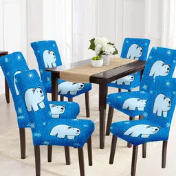 Aura Set Of 6 Blue Printed Chair Covers-11