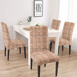 Aura Set Of 4 Brown & Black Printed Chair Covers-24