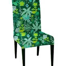Lazi 200 GSM 1 Piece Green Floral Printed Stretchable Dining Chair Cover-picture-25