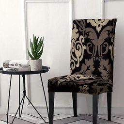 Cortina Unisex Black & Brown Printed Chair Cover-10