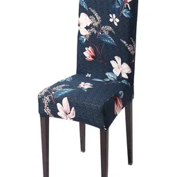 HOKIPO Blue & White Floral- Printed Stretchable Chair Cover-image-62
