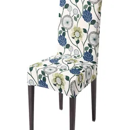 HOKIPO Off White Printed Stretchable Chair Cover-image-42