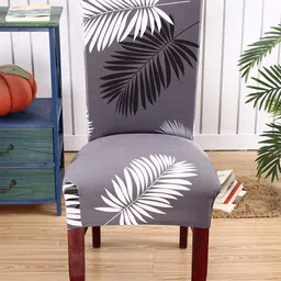 Bajo's Grey & White 6 Pcs Printed Chair Covers-14