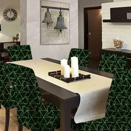 Bajo's Green & Yellow 6 Pieces Printed Chair Covers-13