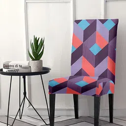 Cortina Purple & Red Geometric Printed Super stretchable  Chair Cover-image-93