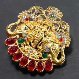 Krelin Women Pack of 9 Gold-Toned & Green Embellished Hair Accessory-image-30