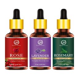 Nuerma Science Set of 3 Pure Essential Oil 15 ml each - Lavender + Rosemary + Rose image 1