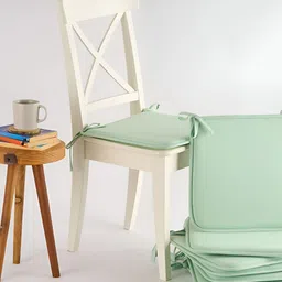 SKANDA FAB Set Of 8 Sage Green Pure Cotton Foam Chair Pad-image-6