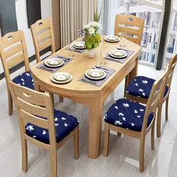 Cortina Navy Blue & White Printed Chair Pad-image-87
