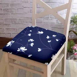 Cortina Navy Blue & White Printed Chair Cover-15