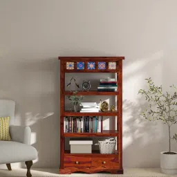 mudramark from pepperfry Siramika Sheesham Wood Bookshelf In Honey Oak Finish-picture-13