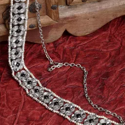 KARATCART Women Silver-Toned & White Embellished Hairband-37