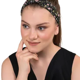 BuckleUp Girls Black & Pink Floral Printed Hairband-image-65