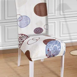 Kuber Industries Set of 6 white printed Chair cover-84
