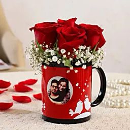 Red Roses In Personalised Love Birds Mug-27