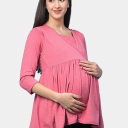 Inner Sense Polka Dots Printed Organic Cotton Maternity Top-picture-1