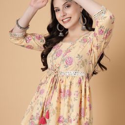 God Bless Floral Printed Cotton Peplum Top-picture-34
