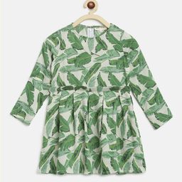 am ma Green Tropical Printed Empire Top-image-87