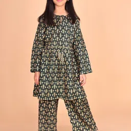 BAESD Girls Ethnic Motifs Print Pleated Kurta with Palazzos-picture-49