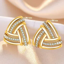 MYKI Gold-Plated Cubic Zirconia Studded Studs Earrings-30