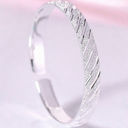 MYKI Silver-Plated Cubic Zirconia Studded Kada Bracelet-41