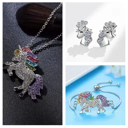 MYKI Silver-Plated CZ Studded Jewellery Set-29