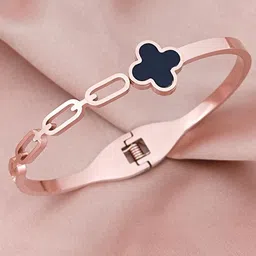 MYKI Cubic Zirconia Rose Gold-Plated Kada Bracelet-16