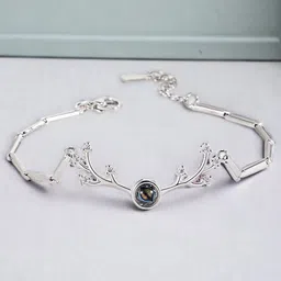 MYKI Women Silver-Plated CZ-Studded I LOVE YOU In 100 Language Projection Charm Bracelet-31