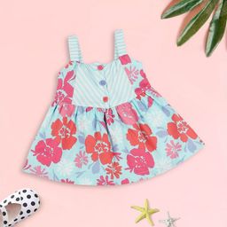 MeeMee Infant Floral Printed Shoulder Straps Cotton Fit & Flare Dress-image-6