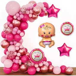 Special You 55-Pcs Pink Welcome Baby Theme Foil Balloons Birthday Decors-1