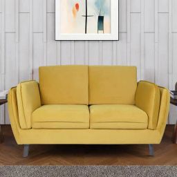 casacraft from pepperfry Obelia Velvet 2 Seater Sofa in Mustard Yellow Colour-picture-31