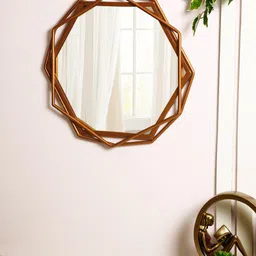 Aapno Rajasthan Rose Gold-Toned Metal Framed Wall Mirror-37