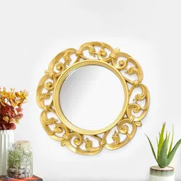 Home Centre Gold-Toned & Transparent Textured Wall Mirror-image-52