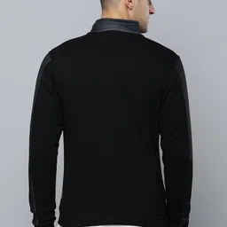 Flying Machine Men Black Colourblocked Front-Open Sweatshirt image 5