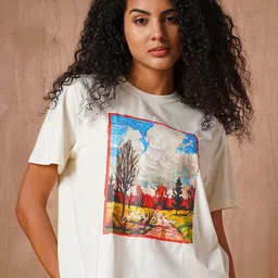 The Roadster Lifestyle Co Printed Cotton Oversized-Fit T-Shirt-picture-31