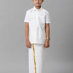 Ramraj Boys Spread Collar Shirt With Veshti-picture-25