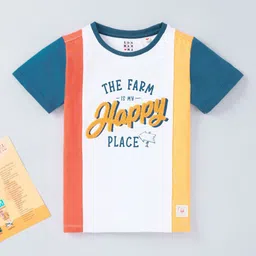 Ed-a-Mamma Boys Colourblocked Round Neck Cotton T-shirt-image-6