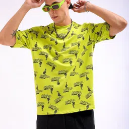 The Indian Garage Co Men All Over Printed Round Neck Boxy Oversized T-shirt-image-88