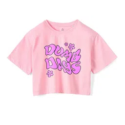 Wear Your Mind Girls Typography Printed Crop Boxy -Fit Pure Cotton T-Shirt-image-73