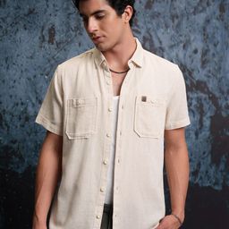 LOCOMOTIVE Textured Checked Utility Pocket Regular Shirt-image-133