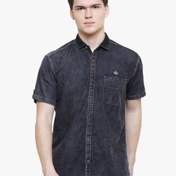 Kuons Avenue Men Black Smart Slim Fit Faded Casual Shirt-image-99