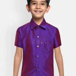THANGAMAGAN Boys Purple Original Regular Fit Solid Casual Shirt-picture-25