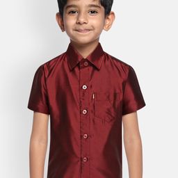 THANGAMAGAN Boys Maroon Original Regular Fit Solid Casual Shirt-picture-24