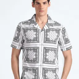 Flying Machine Ethnic Motifs Printed Spread Collar Casual Shirt-picture-26