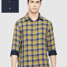 Celio Men Tan & Black Pack Of 2 Classic Tartan Checks Cotton Casual Shirt-image-61