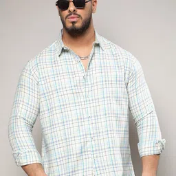 Instafab Plus Classic Tartan Checked Cotton Casual Shirt-image-12
