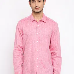 Fabindia Men Pink Classic Slim Fit Linen Casual Shirt-image-71