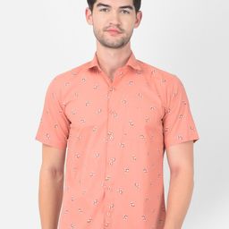 Zeal Men Peach-Coloured Standard Printed Casual Shirt-image-46